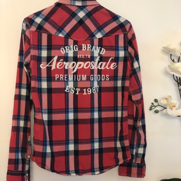 Aéropostale unisex cotton plaid shirt - Picture 4 of 6